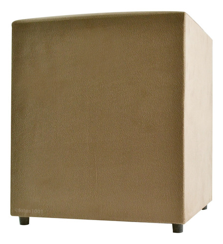 Puff Quadrado Cubo Suede Banqueta Puff Sala Cor Bege Camurça