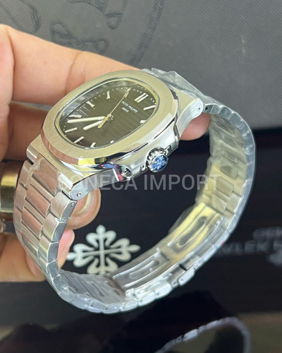 Relógio Patek Nautilus Fundo Preto Automático Base Eta Prateado Prateado Preto (Recondicionado)