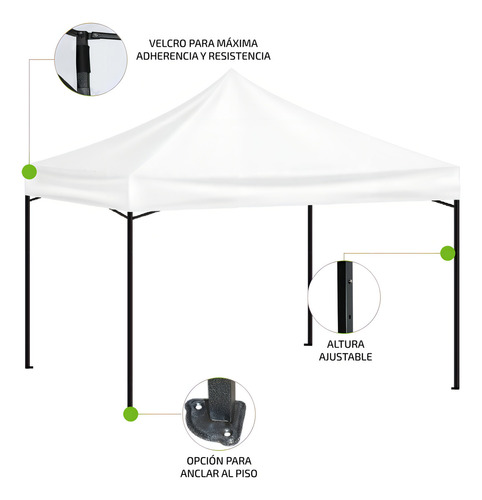 Gazebo Plegable 3x3 Exterior Auto Armable Reforzado Blanco