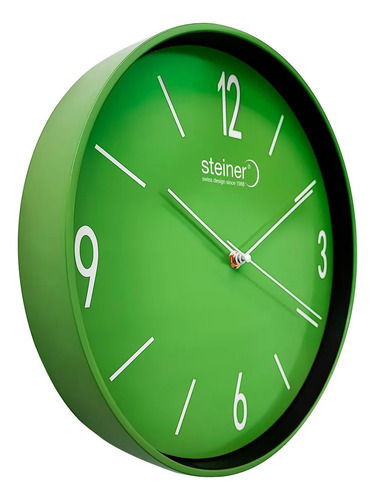 Reloj De Pared Análogo Colors Ø 30 Cm Steiner Estructura Verde Fondo Verde