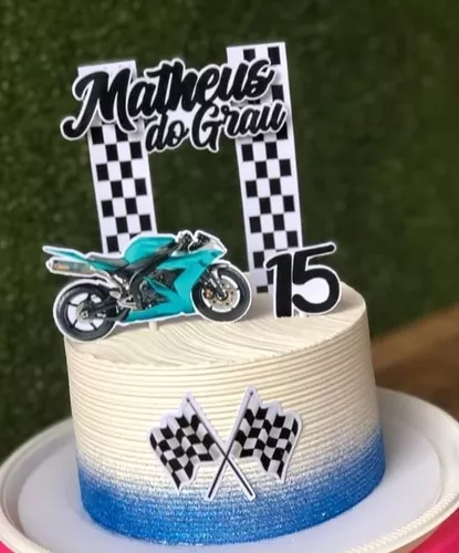 Topo de Bolo Personalizado. Tema: Moto