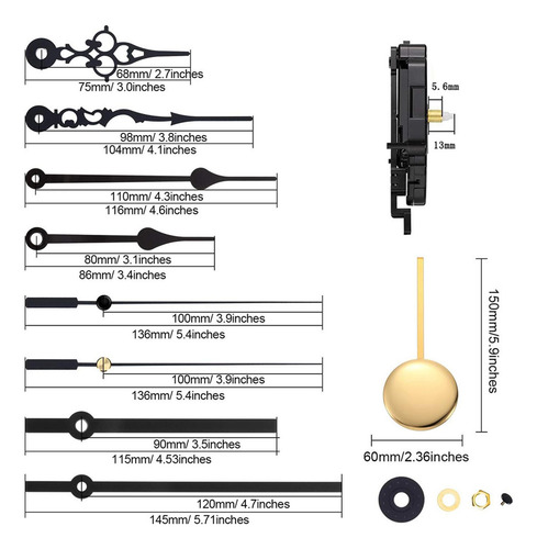 Reparación De Movimiento De Reloj De Péndulo, Eje 16mm