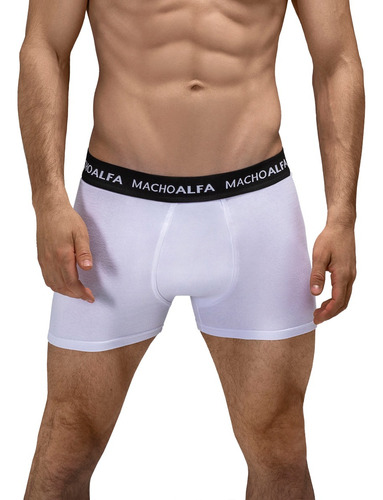 Macho Alfa Boxer Algodón Hombre Blanco Con Elástico 45006 6c