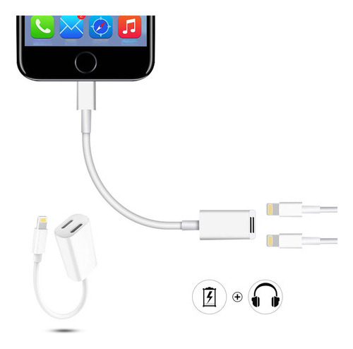 Doble Rayo Splitter Adaptador Auriculares Audio Cable Cargad