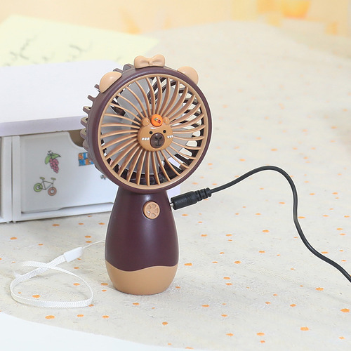 Mini Ventilador Portátil Recargable Capibara Con Cordón, Usb