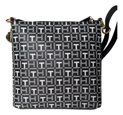 Cartera Crossbody Negra Tommy Hilfiger Para Adultos Negro Monograma Oro Negro
