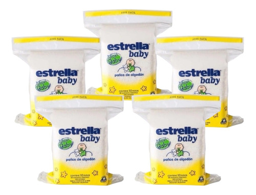 Paños De Algodón Hidrofilo Higiene Estrella Baby Maxi 5x50u 