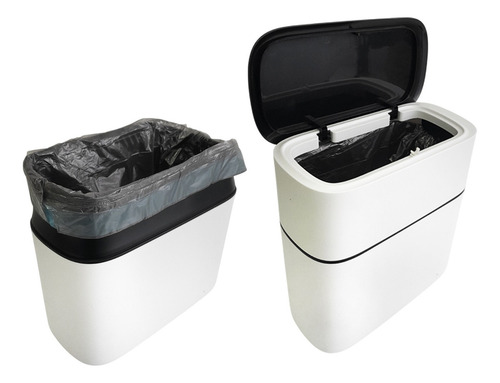 Cesto Tacho De Basura, Hermético, 10lts C/bolsa Ecoco, 13748 Color Blanco