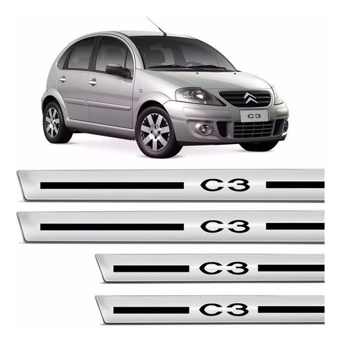 Soleira Resinada Citroen C3 2004-2012 4 Portas Cromado