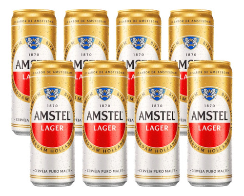 Cerveja Amstel Premium Puro Malte Lager Lata 350ml Pack 8 Un