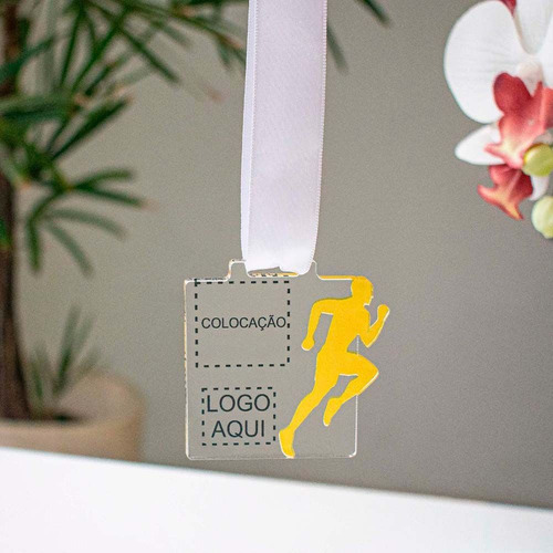 Medalha Acrílico Personalizada Esportiva Quadrada Homem