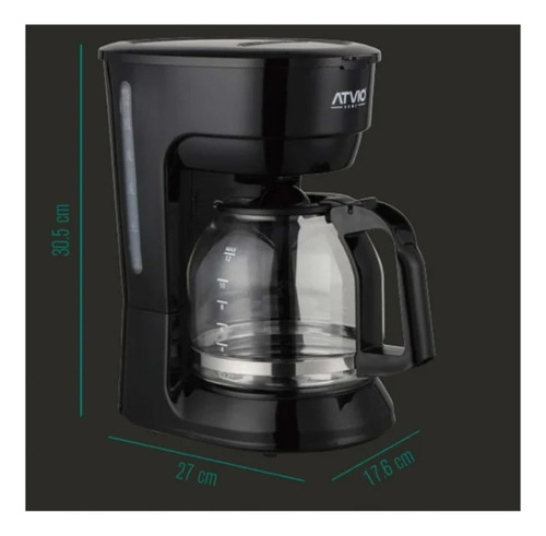 Cafetera Atvio 12 Tazas Negra