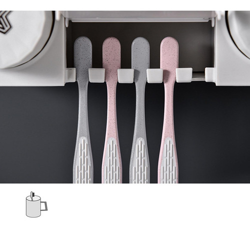 Soporte Para Cepillos De Dientes Y Dispensador De Negro
