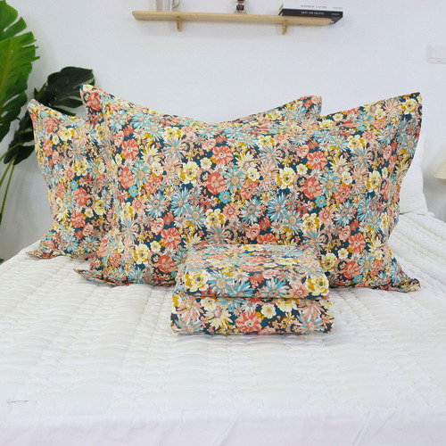 Juego De Cama Vintage Con Flores Coloridas, Tamaño Queen, 4
