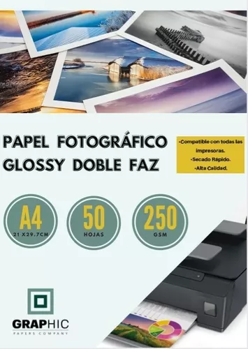 Papel Fotográfico Brillante Doble Cara 250gr A4 50 Hojas Pgc