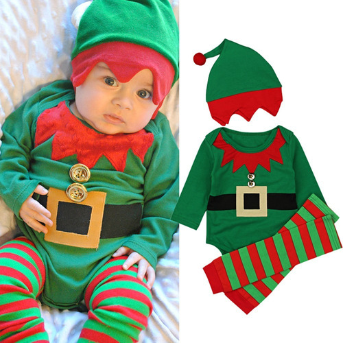 Cálido Pijama De Navidad Con Gorro Para Bebé