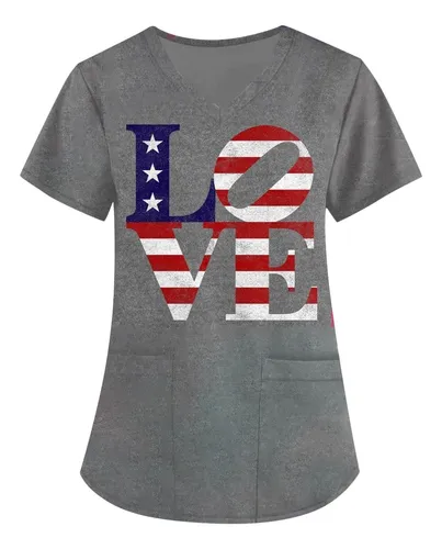 Tops De Scrubs Para Mujer, Uniforme Starry, V-neck, Corto, C