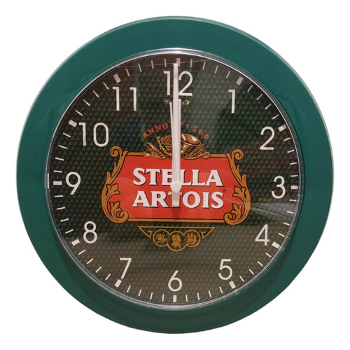 Relógio Parede Cerveja Decoração Stella Artois Area Casa 24 Cor Da Estrutura Verde Cor Do Fundo Verde Stella