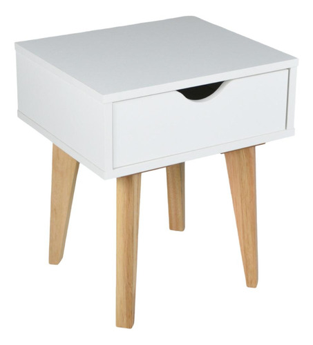 Mesa de cabeceira Falkk FKEX-168GLATT de mdp/eucalipto - 47.7cm x 40cm x 35cm - branco