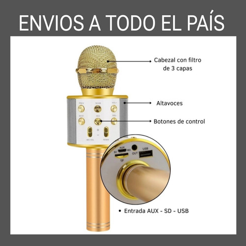 Micrófono Karaoke Infantil Hytoshy Para Pequeños Cantantes Black