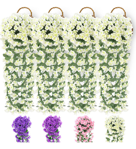4pcs Flores Artificiais Suspensas De Glicínias, Buganvílias