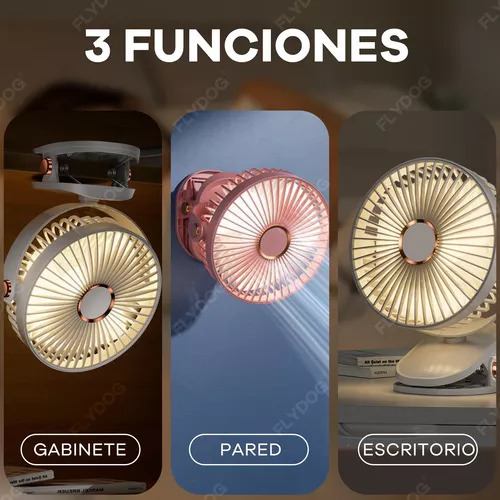 Ventilador Escritorio Recargable Pequeño Y Potente Con Luz