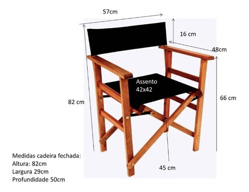 Cadeira Diretor De Cinema Madeira Tecido Acquablock Cor Marrom