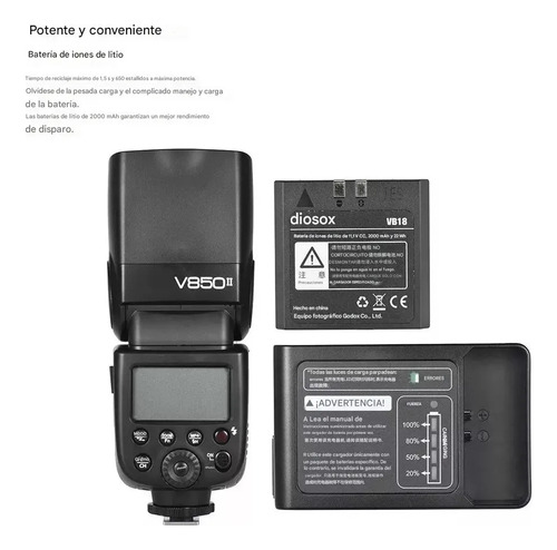 Daconovo V850ii Gn60 2.4g De Cámara 1 / 8000s Flash De La Cámara Flash Speedlite Incorporada 2.4g Inalámbrico X Con 2000mah Li-ion