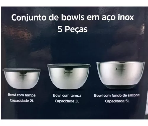 Jogo de Bowl com Tampa em Inox Light Metal