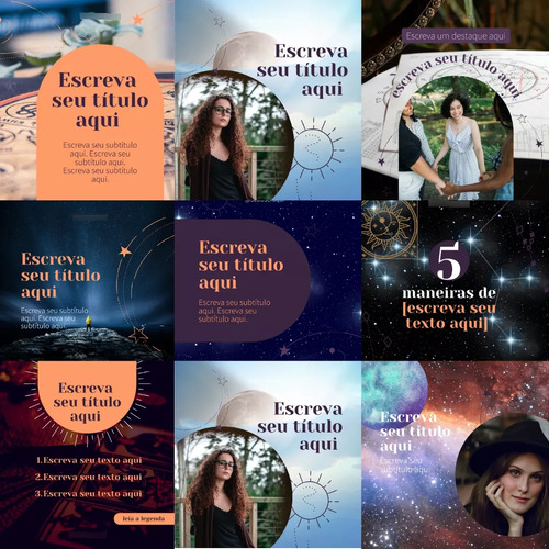 Pack Canva Astrologia - Tarô Feed E Stories Para Divugação