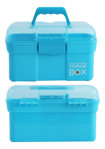 Caja De Almacenamiento De 11 Azul Con Bandeja Extraíble