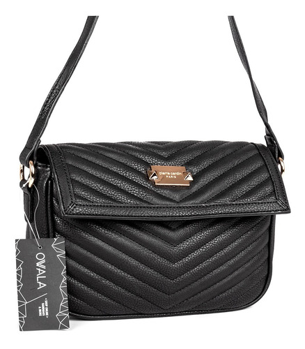 Cartera Bandolera Mujer Cuero Sintetico Negra Pierre Cardin