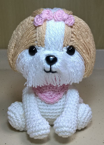 Cachorrinha Doguinha Shih Tzu Toffy Crochê Pet Amigurumi Cão