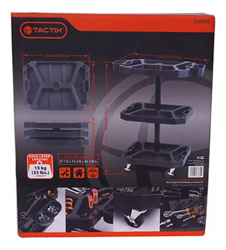 Carro Porta Herramientas De Plastico Para Taller Tactix