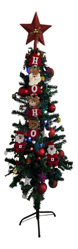 Árvore De Natal Cheia Enfeitada Slim 1,50m Verde Completa