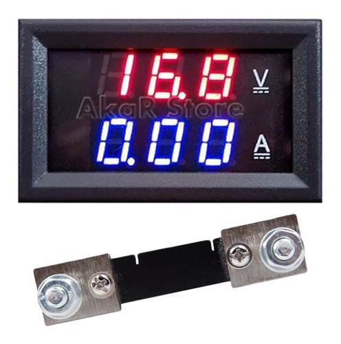 Voltímetro Amperímetro Digital Led 0-100v 100a Dc Com Shunt