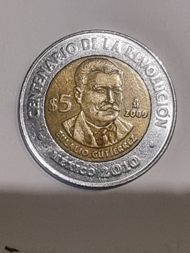 Moneda Conmemorativa $ 5 Eulalio Gutiérrez (centenario)