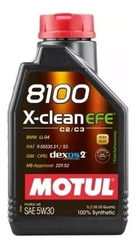 Aceite Motul 8100 X-clean Efe Dexos 2 5w30 X 1 L Gm Fiat Bmw