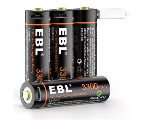 Pila Bateria Aa  Recargable 1.5v 2200 Mah  Ebl Pack 4 Lithiu