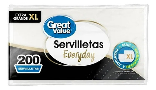 Servilletas Great Value Everyday 200 Pzas