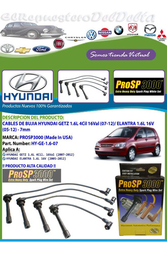 Cables Bujia Hyundai Getz 1.6 07-12 Elantra 1.6 05-12