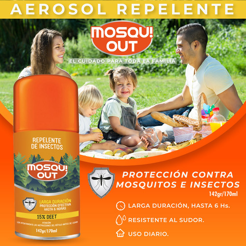 Repelente Mosquitos Mosqui Out Spray Aerosol 170ml X 12 Unid