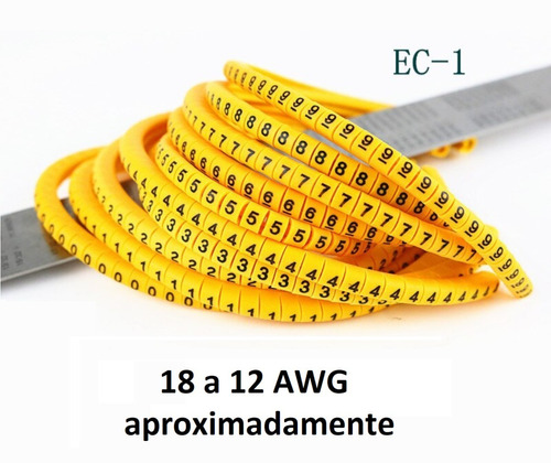 Marcador Para Cables Numeros 0-9 Paquete Con 1000 Pzs Ec-1