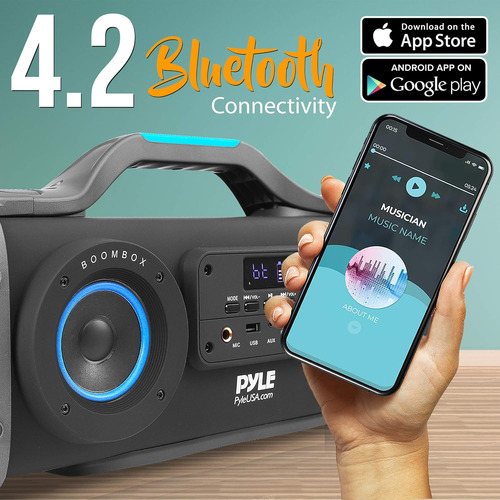 Pyle Altavoz Inalámbrico Portátil Bluetooth Boombox