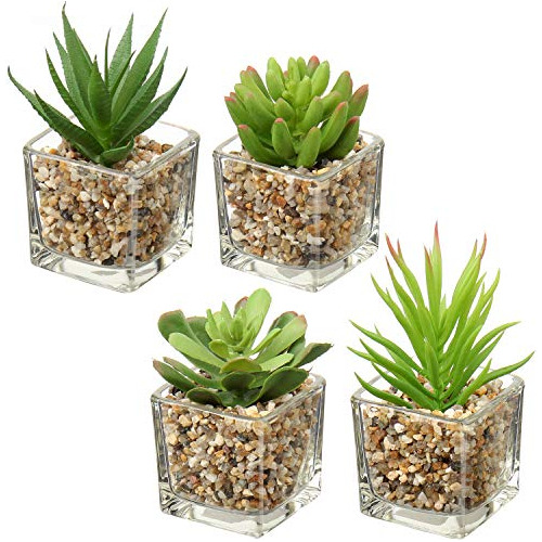 Conjunto De 4 Plantas Suculentas Artificiales Macetas D...