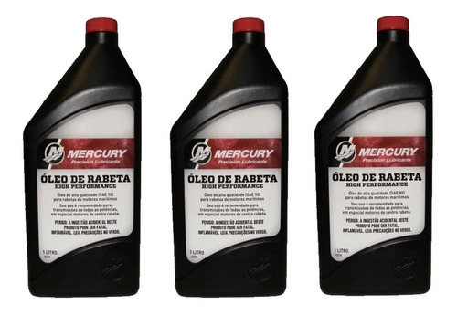 Kit 3x Oleo Para Rabeta De Motor De Centro Mercury Sae90