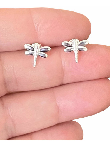 Imagen 2 de 6 de Aros De Plata 925. Modelo Libélula.