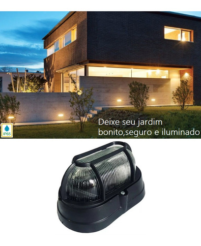 Luminária Jardim Arandela Tartaruga Preta E27 A Prova Dàgua