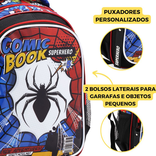 Mochila Costas Creche Spider Teia De Aranha Pré Escola