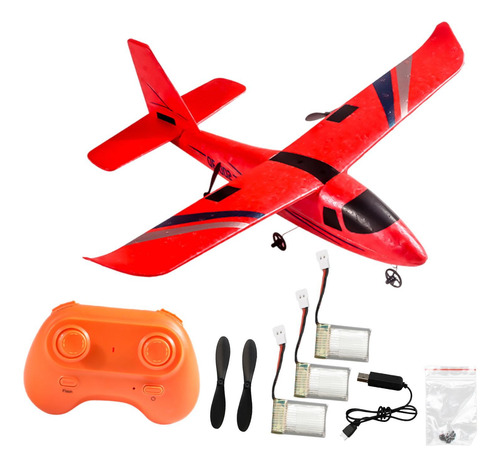 Avión Rc De 2 Canales Listo Con Hélices, 3 Baterías Rojas